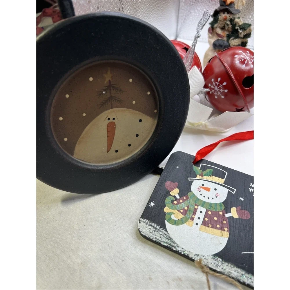 Christmas Dec Bundle Ornaments Snow Man County Plates‎ Tree Red Snow Man Sign